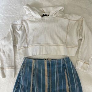 Free People Out from Under Cropped Thermal Hoodie S